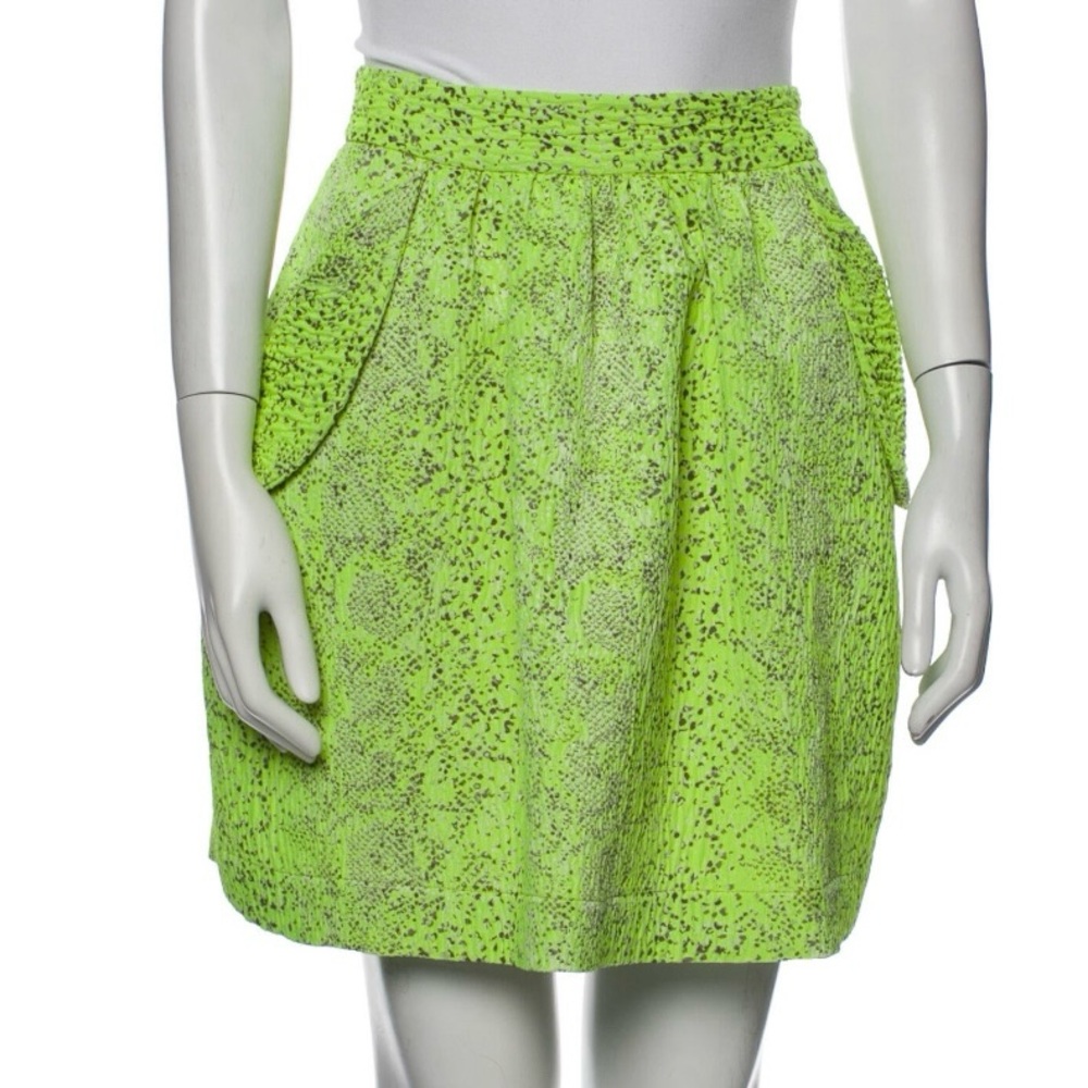 Vivienne Westwood Anglomania Neon Green Animal Print Skater Skirt M Size 42